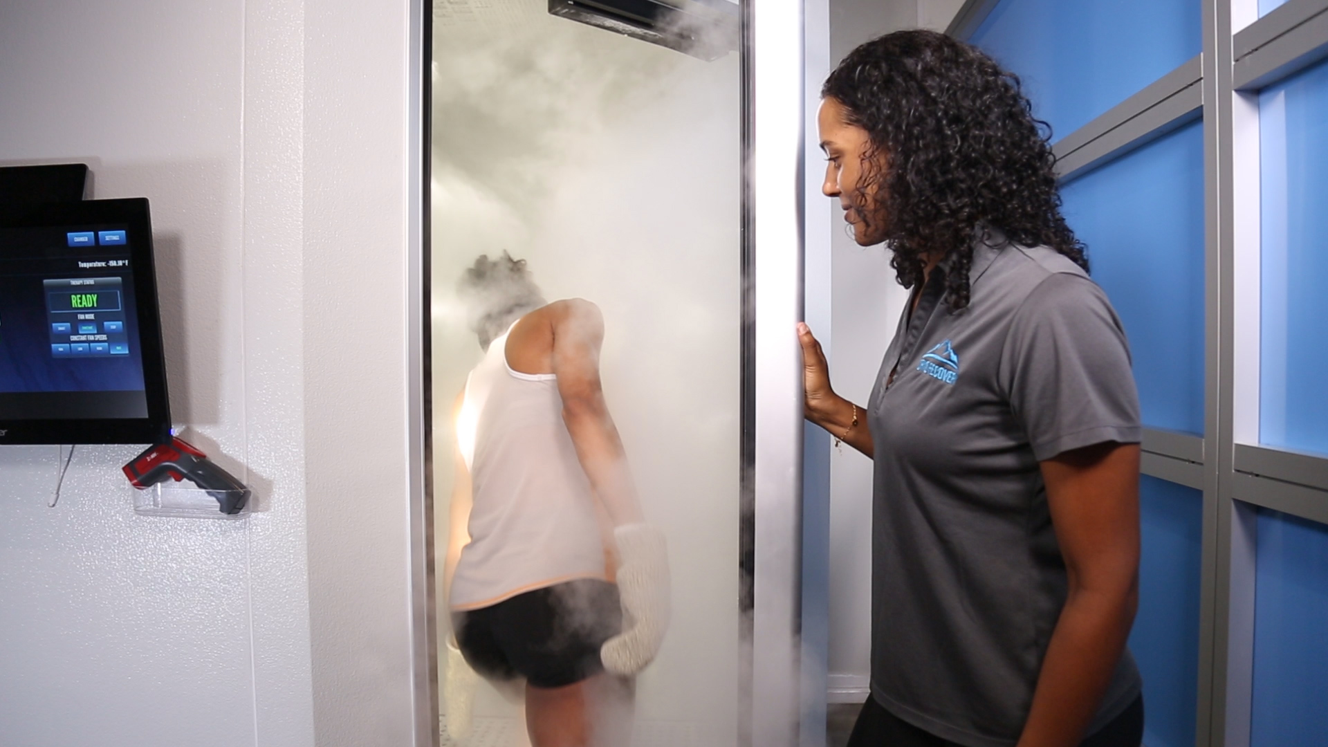 In cryo chamber patient is totally in the cold zone